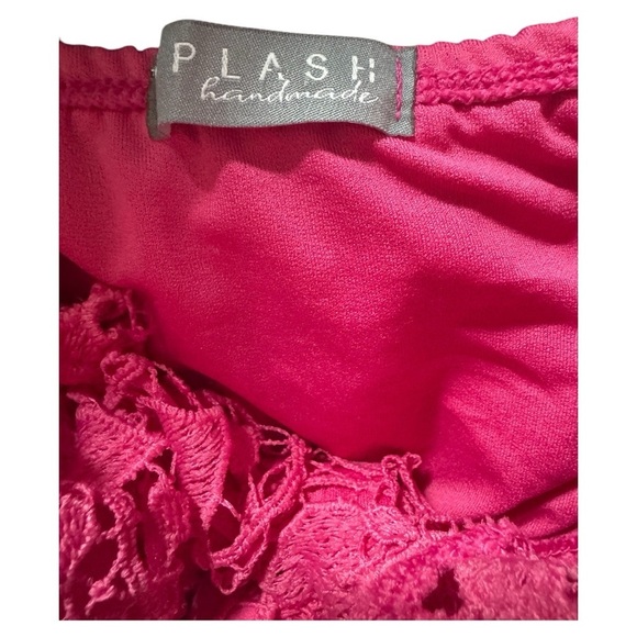 Women's Pink Lace Off-Shoulder Tie Front Top - Picture 4 of 6